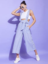 Women's Blue & White Stripe Pinafore Dungaree (T Shirt not included)